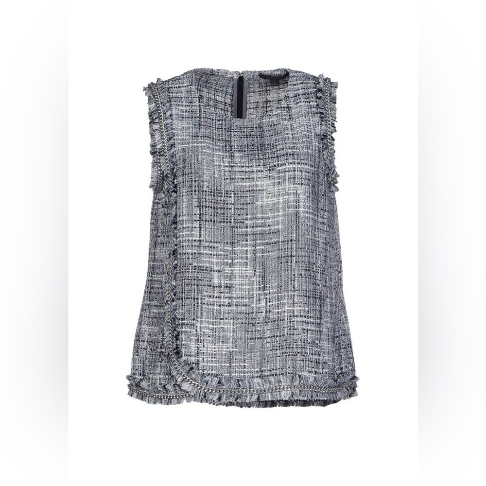 Rachel Zoe Tweed Sleeveless Top With Chain Detail